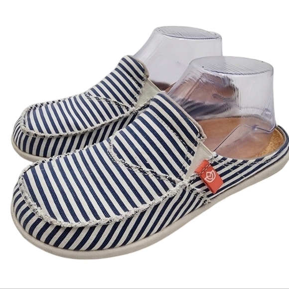 Spenco Siesta Montauk Casual Blue Stripe Canvas Comfort Slides Slip On… - Picture 1 of 9